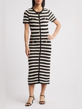 knee length dresses for ladies Striped Twofer Midi Dress | Nautical Style
